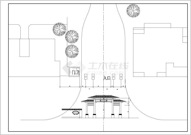 某地仿古典牌楼大门建筑初步设计图纸-图二