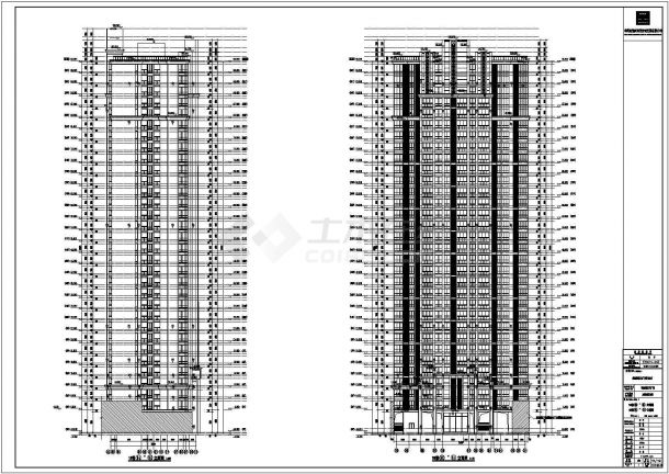某地一级高层框架剪力墙结构塔式住宅楼建筑施工图（含两套方案）-图一