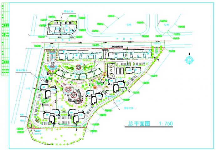 某小高层住宅区总平面详细规划图纸_图1