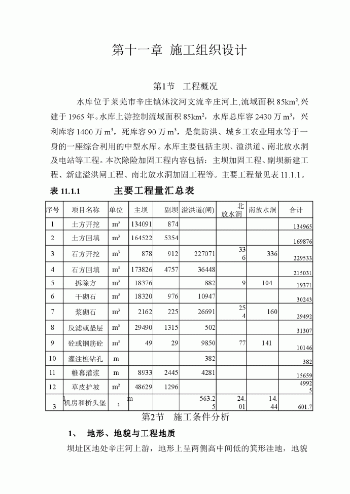 【莱芜】水库施工组织设计方案_图1