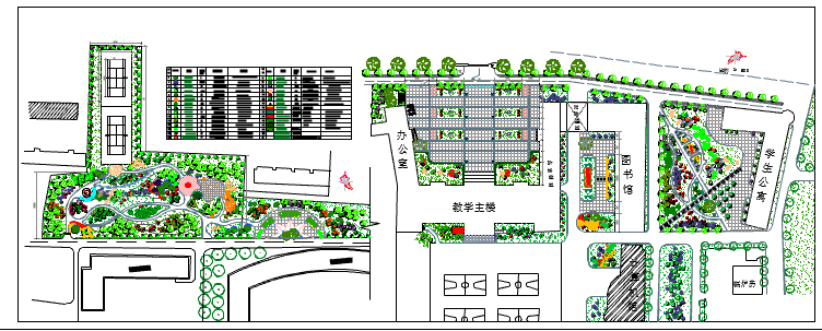 某大型校园广场景观绿化设计平面图