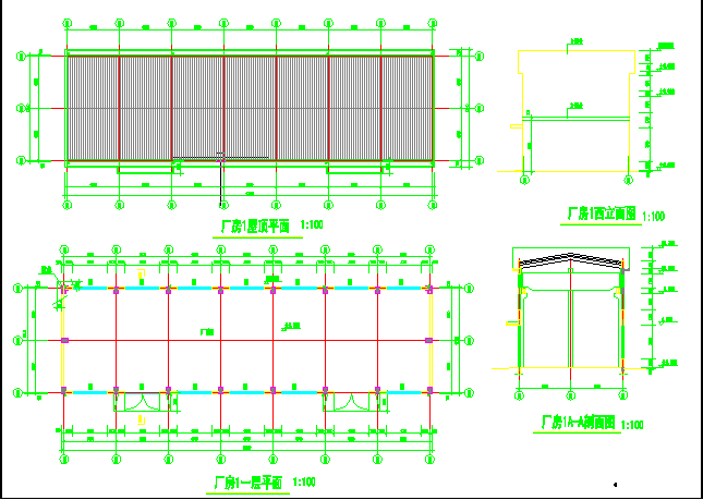 某地某厂房车间建筑设计施工图纸（共4张）_图1