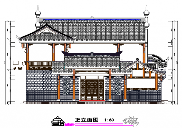 微派古建平立剖面CAD布置图-图二