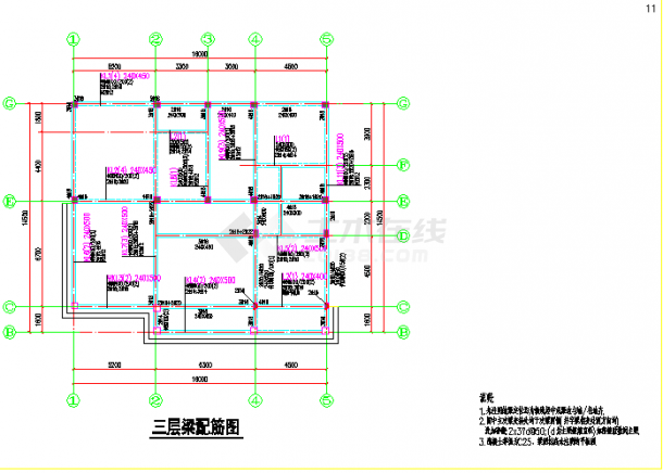 一套实用的框架结构别墅建筑结构图纸-图二