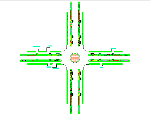 某小型十字城市道路绿化建筑平面图-图一