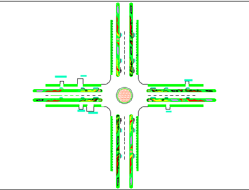 某小型十字城市道路绿化建筑平面图_图1