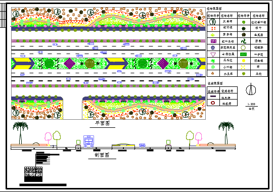 某地大型道路标准段详细规划建筑设计图_图1