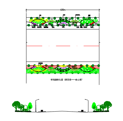 某地道路绿化带园林设计图（共3张）_图1