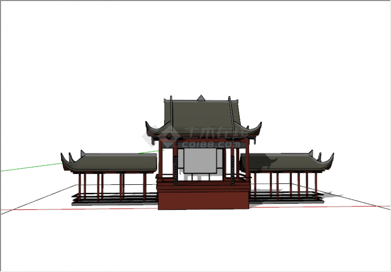 中式古色古香雅致戏台su模型-图二