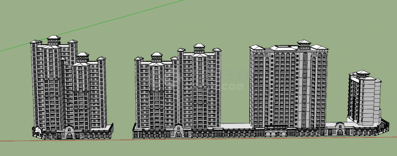 云南多高层住宅区su模型-图二