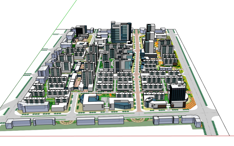 常州市湖塘小区规划建筑su模型-图二