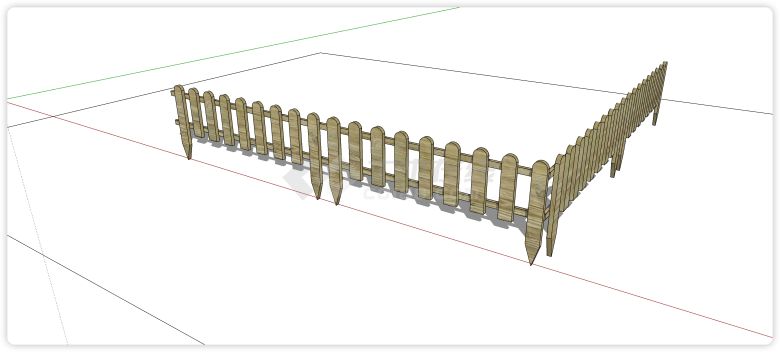 圆头造型木栅栏栅栏围栏su模型-图二