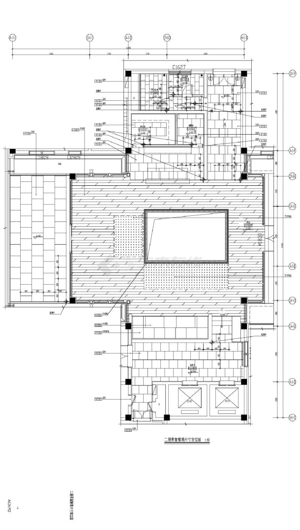 汉中兴元汉文化休闲旅游度假区汉文化建设项目-汉街某新中式客栈-二层茶室装饰施工CAD图-图二