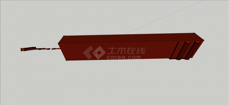 中式红色实木屋檐su模型-图二