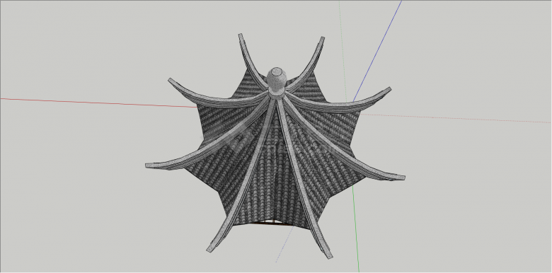 中式复古休闲八角亭su模型-图二