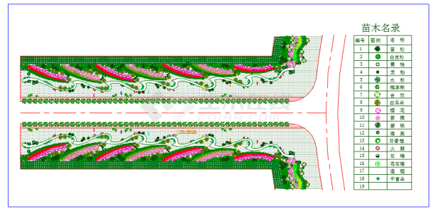 某地小型道路绿化设计图（共2张）-图二
