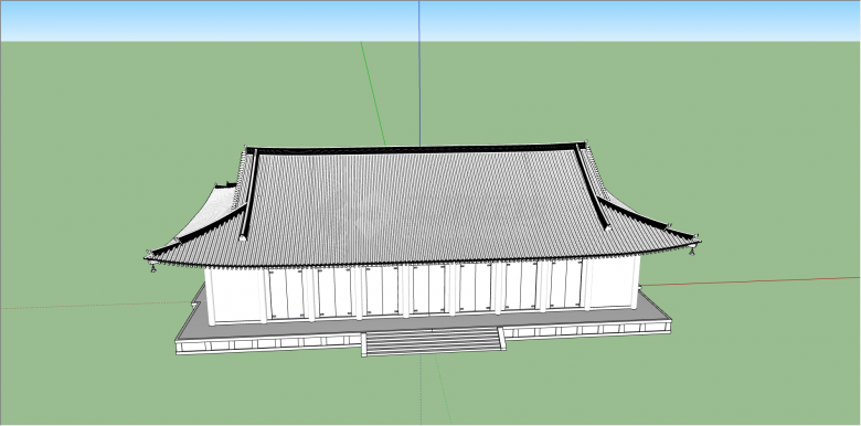 日本四角古建筑设计su模型-图一