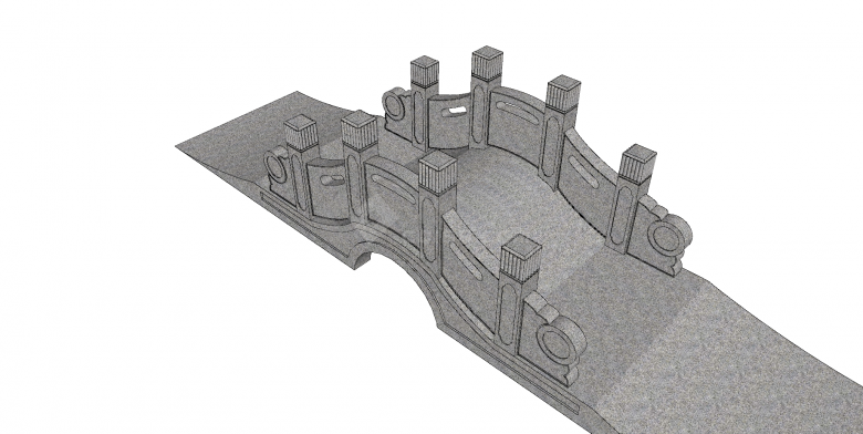中式元素构件su模型灰色石桥-图二