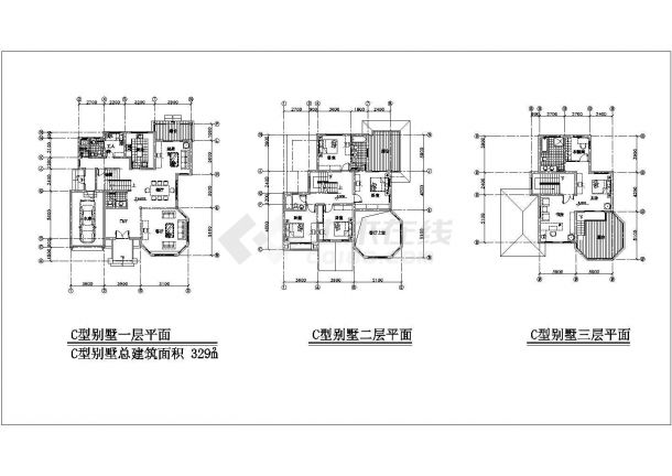 某地大气都市三层房屋建筑设计户型图-图二