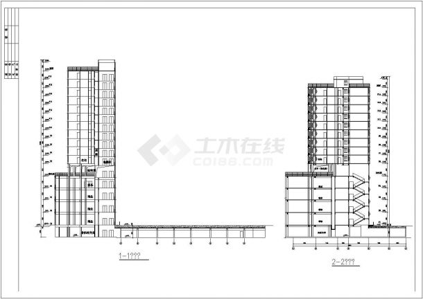 某地区大型高层商住楼全套设计图（共16张）-图二