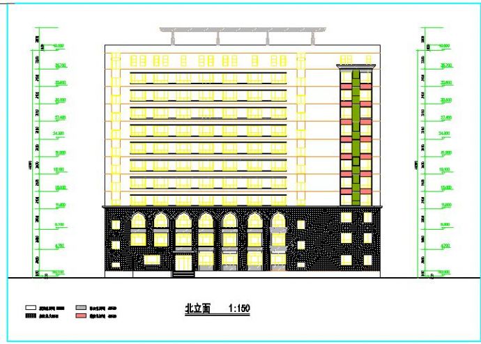 某地区小型十一层回字形酒店建筑施工图（共11张）_图1