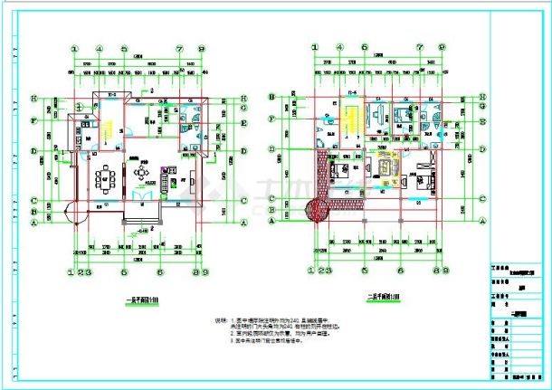 某地三层小型实用别墅建筑施工图纸-图二