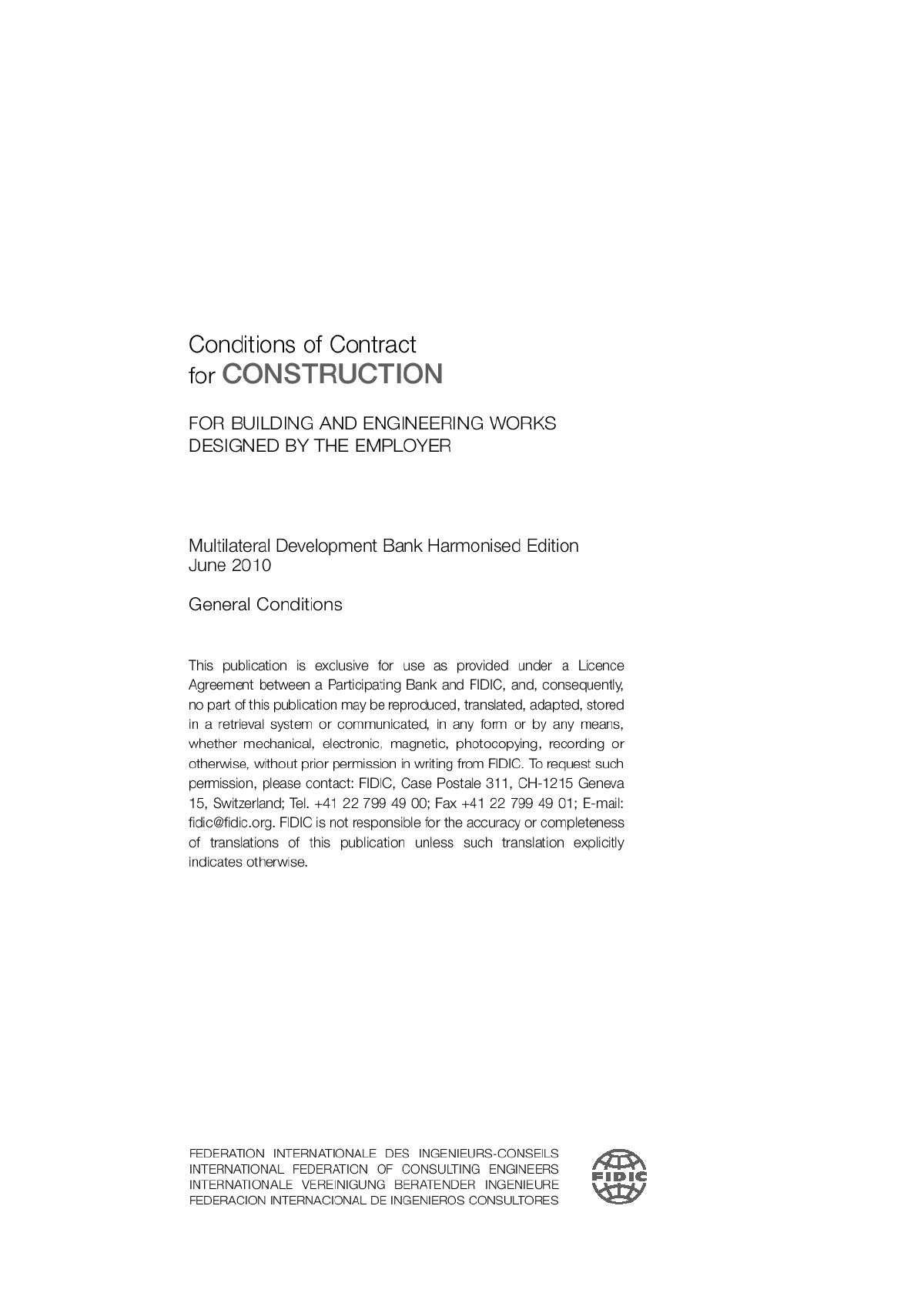 FIDIC 施工合同条件（新红皮书）2010-Construction