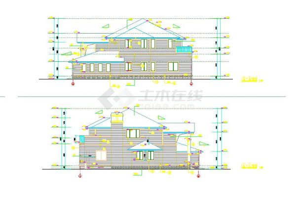 法式风格二层舒适别墅建筑设计图纸-图二