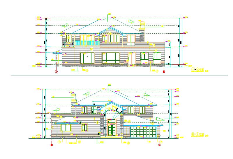 法式风格二层舒适别墅建筑设计图纸