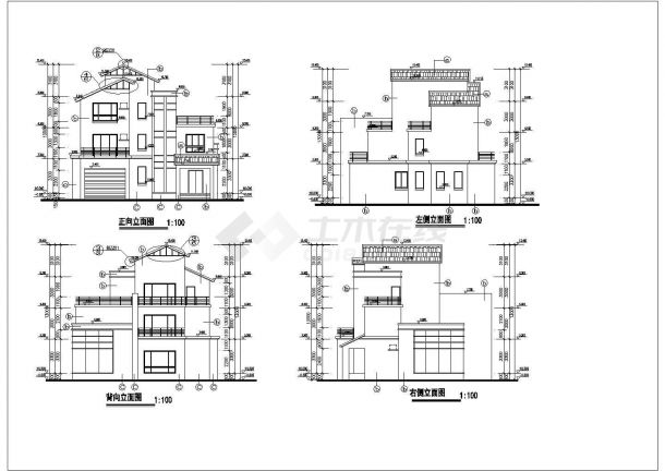 简洁三层坡屋顶自建房屋建筑设计图-图一