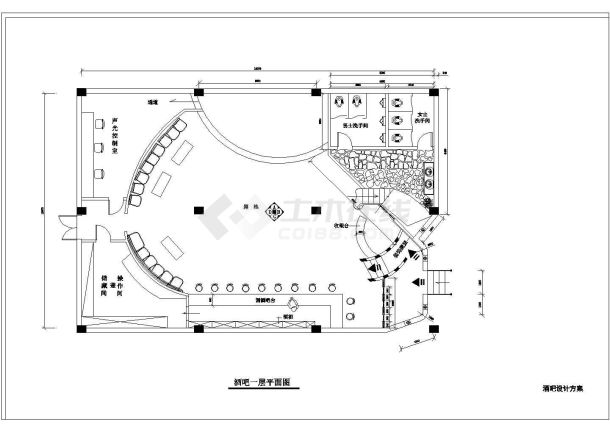 某大型城市商业街酒吧装修方案设计图纸-图二