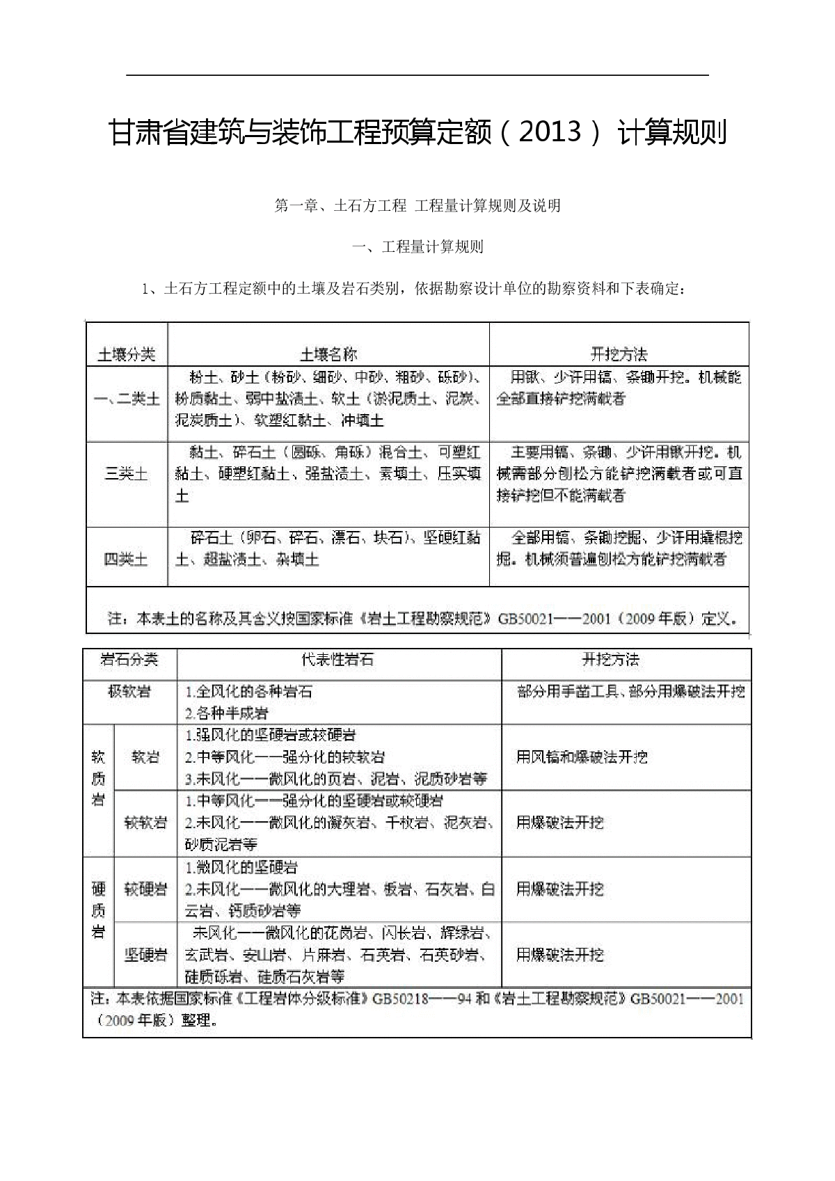 甘肃省建筑与装饰工程预算定额（2013）计算规则