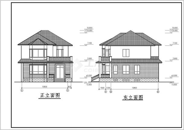 带隔热层小型实用二层新农村房屋建筑设计图-图二