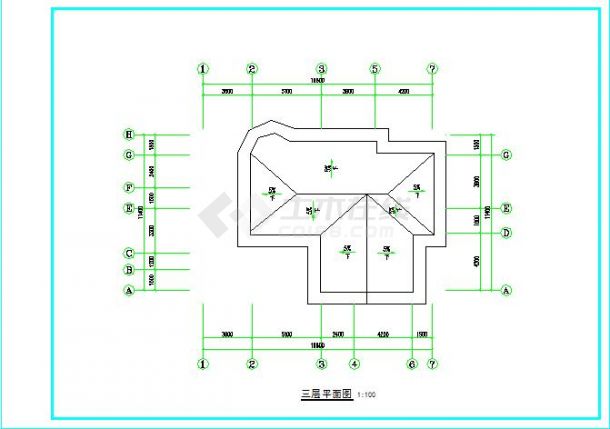 建筑带屋顶花园三层房屋建筑户型图-图二