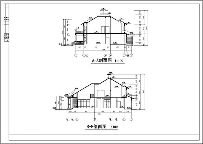 某地法式风格二层别墅建筑设计图纸_图1