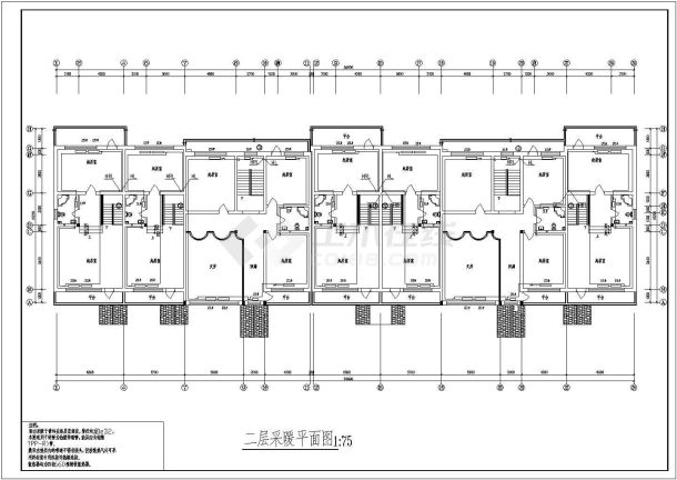 某市区联排别墅给排水平面图施工图-图一