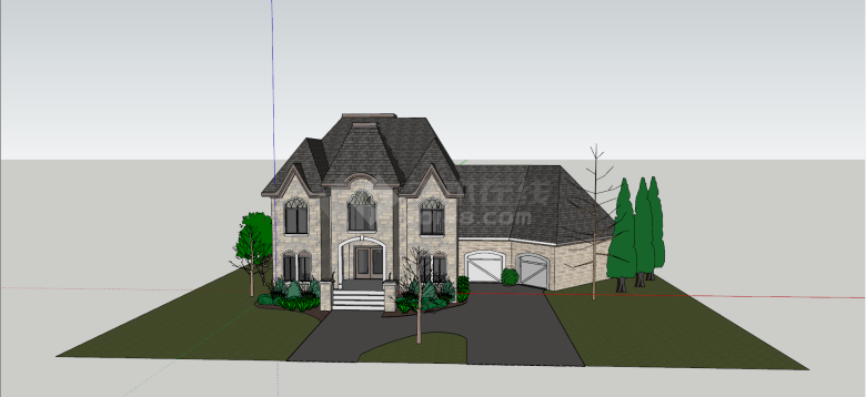 新古典精致风格别墅su模型-图一