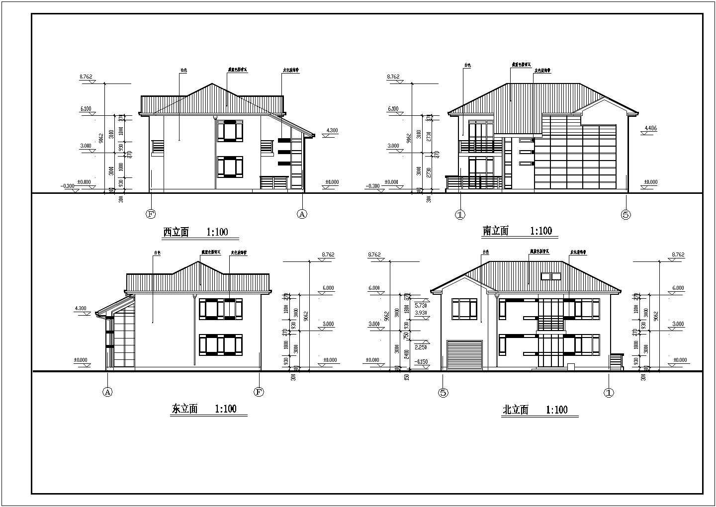 二层半框架简洁新农村住宅建筑设计图