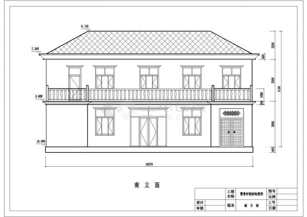 二层带露台简单农村房屋建筑设计图（含结构）-图一