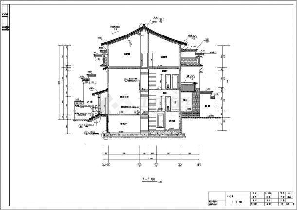 中式仿古三层半中空带地下室自建房屋建筑设计图-图二