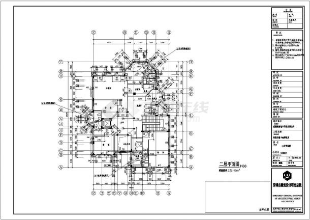 某地带地下室二层别墅平面设计施工图-图二