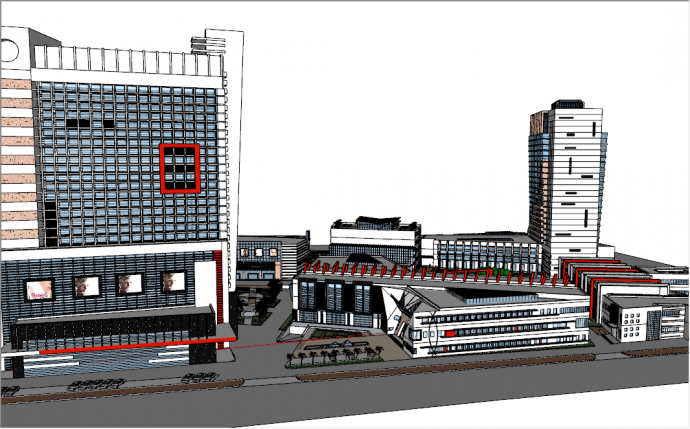 现代商场城市综合体设计su模型_图1