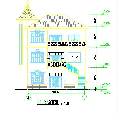 欧式小型三层实用自建别墅建筑设计图