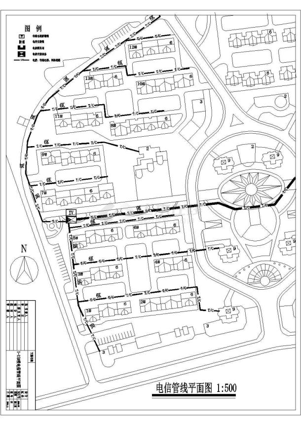 某小区小型电力电信管线图（含图例）-图二