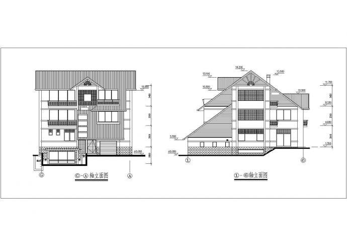 美式个性二层半自建别墅建筑设计图_图1