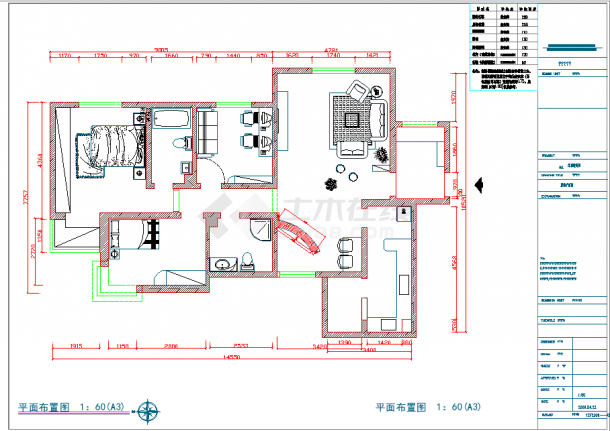 某2室2厅装修设计施工图(含电路)-图二
