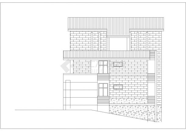 某地带车库双拼四层房屋建筑设计图-图二