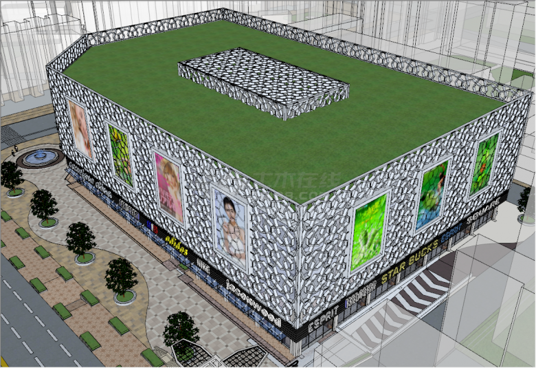 现代经典商业广场设计建筑su模型-图二
