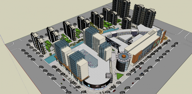 商业街概念设计方案建筑su模型-图二