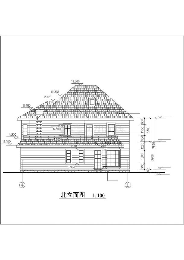 某市田园风格二层别墅建筑设计施工图纸-图二